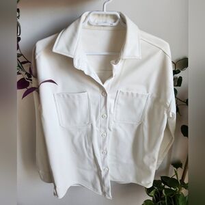 Faux Leather Soft-Lined Button Down